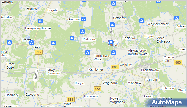 mapa Jaroszowa Wola, Jaroszowa Wola na mapie Targeo