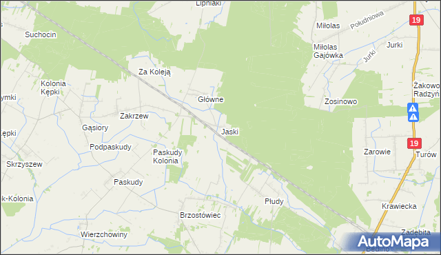 mapa Jaski gmina Radzyń Podlaski, Jaski gmina Radzyń Podlaski na mapie Targeo