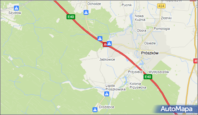 mapa Jaśkowice gmina Prószków, Jaśkowice gmina Prószków na mapie Targeo