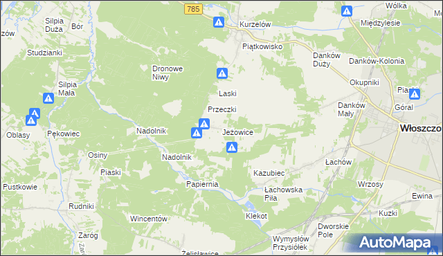 mapa Jeżowice, Jeżowice na mapie Targeo