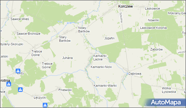 mapa Kamianki Lackie, Kamianki Lackie na mapie Targeo