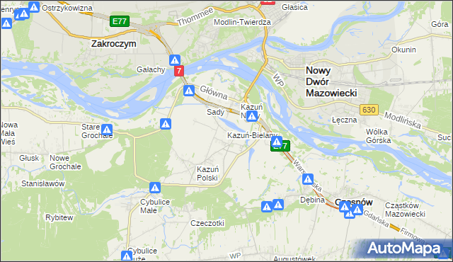 mapa Kazuń-Bielany, Kazuń-Bielany na mapie Targeo