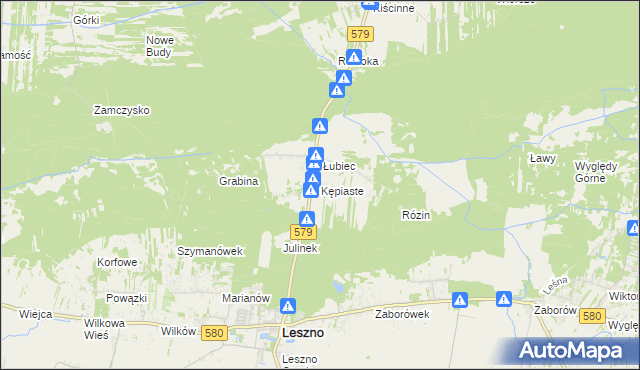 mapa Kępiaste gmina Leszno, Kępiaste gmina Leszno na mapie Targeo