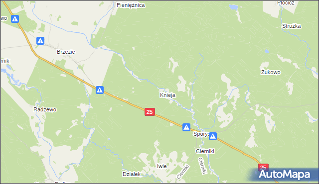 mapa Knieja gmina Rzeczenica, Knieja gmina Rzeczenica na mapie Targeo