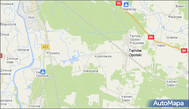 mapa Kosorowice, Kosorowice na mapie Targeo