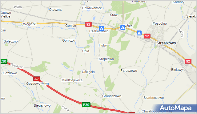 mapa Krępkowo gmina Strzałkowo, Krępkowo gmina Strzałkowo na mapie Targeo