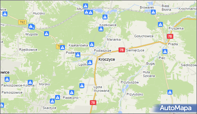 mapa Kroczyce, Kroczyce na mapie Targeo