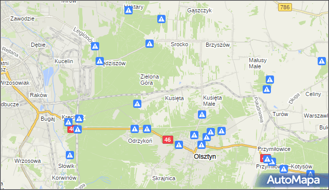 mapa Kusięta, Kusięta na mapie Targeo