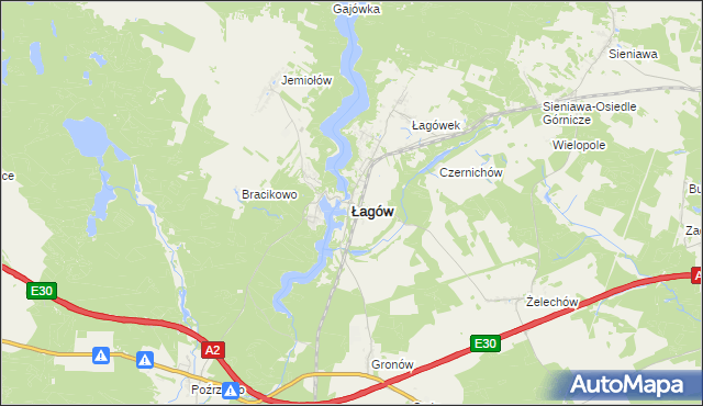 mapa Łagów powiat świebodziński, Łagów powiat świebodziński na mapie Targeo