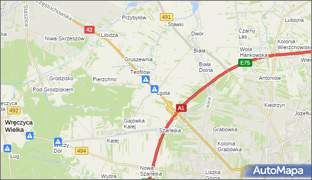 mapa Lgota gmina Kłobuck, Lgota gmina Kłobuck na mapie Targeo