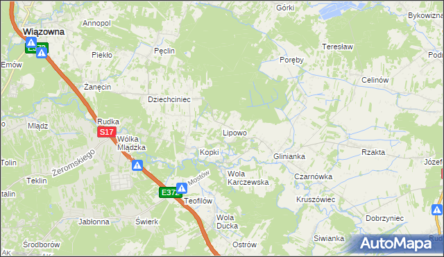 mapa Lipowo gmina Wiązowna, Lipowo gmina Wiązowna na mapie Targeo