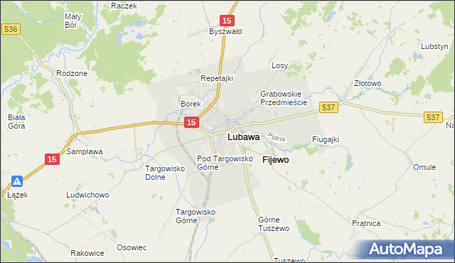 mapa Lubawa, Lubawa na mapie Targeo