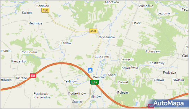 mapa Lubczyna gmina Wieruszów, Lubczyna gmina Wieruszów na mapie Targeo