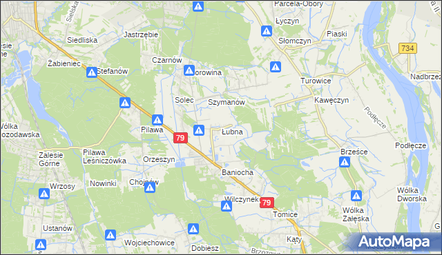 mapa Łubna gmina Góra Kalwaria, Łubna gmina Góra Kalwaria na mapie Targeo