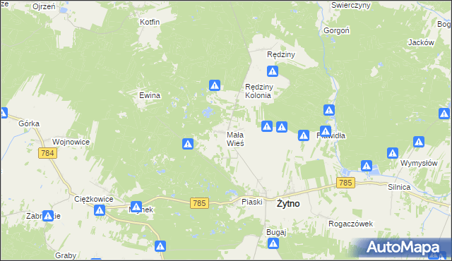 mapa Mała Wieś gmina Żytno, Mała Wieś gmina Żytno na mapie Targeo