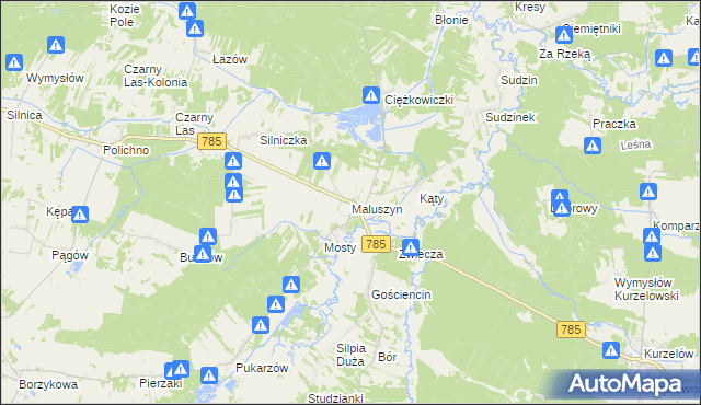 mapa Maluszyn gmina Żytno, Maluszyn gmina Żytno na mapie Targeo