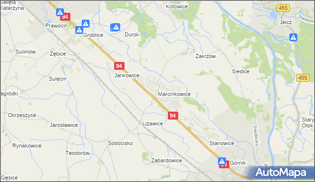 mapa Marcinkowice gmina Oława, Marcinkowice gmina Oława na mapie Targeo