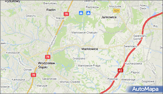 mapa Marklowice, Marklowice na mapie Targeo