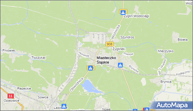 mapa Miasteczko Śląskie, Miasteczko Śląskie na mapie Targeo