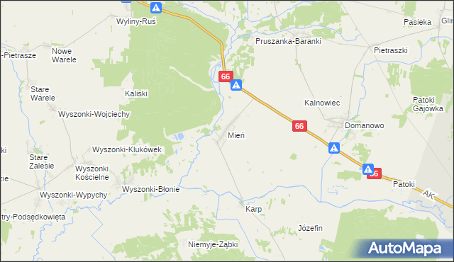 mapa Mień, Mień na mapie Targeo