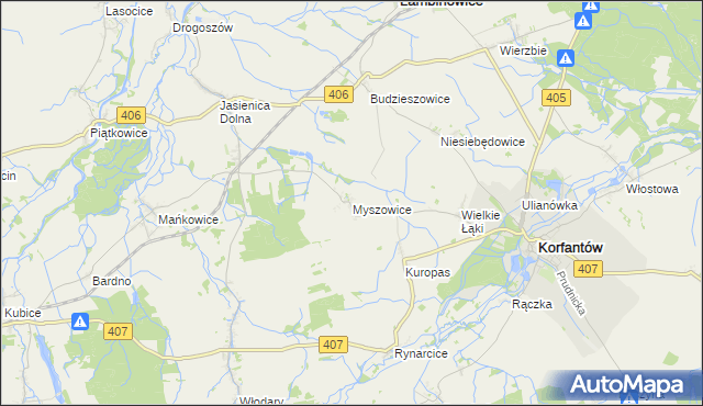 mapa Myszowice, Myszowice na mapie Targeo