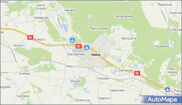 mapa Nekla powiat wrzesiński, Nekla powiat wrzesiński na mapie Targeo