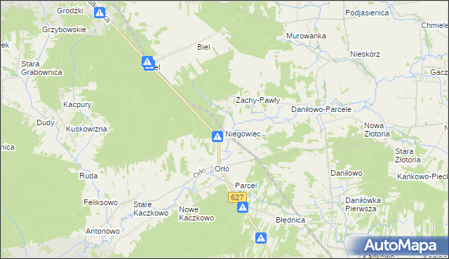 mapa Niegowiec, Niegowiec na mapie Targeo