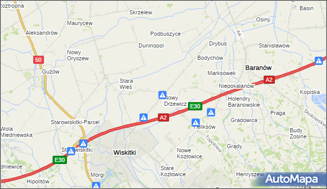 mapa Nowy Drzewicz, Nowy Drzewicz na mapie Targeo