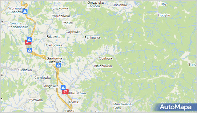 mapa Obidowa, Obidowa na mapie Targeo