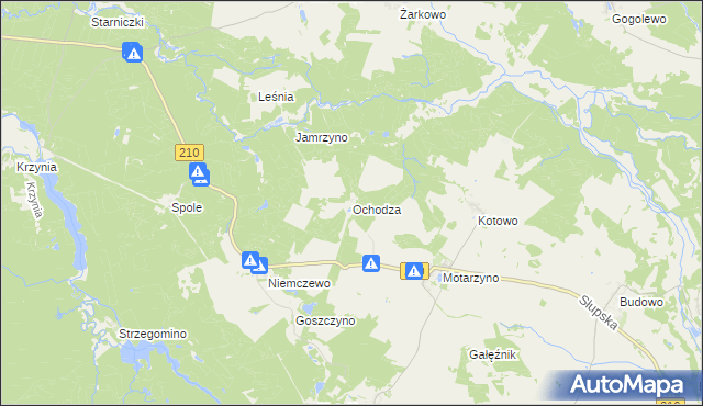 mapa Ochodza gmina Dębnica Kaszubska, Ochodza gmina Dębnica Kaszubska na mapie Targeo