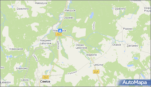 mapa Osowo Lęborskie, Osowo Lęborskie na mapie Targeo