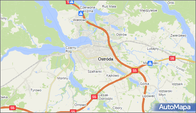 mapa Ostróda, Ostróda na mapie Targeo