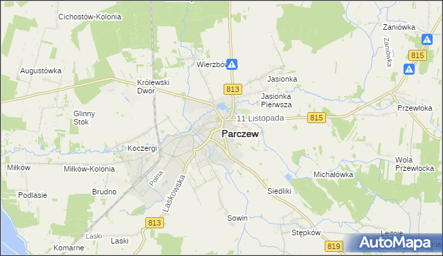 mapa Parczew, Parczew na mapie Targeo