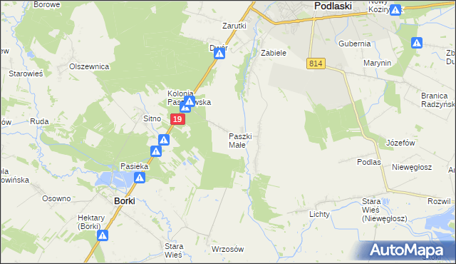 mapa Paszki Małe, Paszki Małe na mapie Targeo