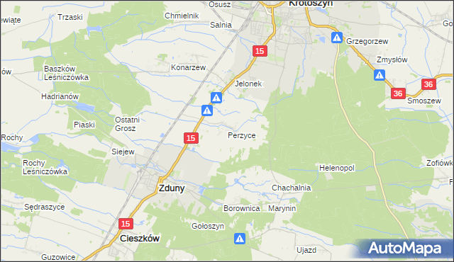 mapa Perzyce, Perzyce na mapie Targeo