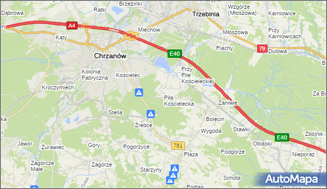 mapa Piła Kościelecka, Piła Kościelecka na mapie Targeo