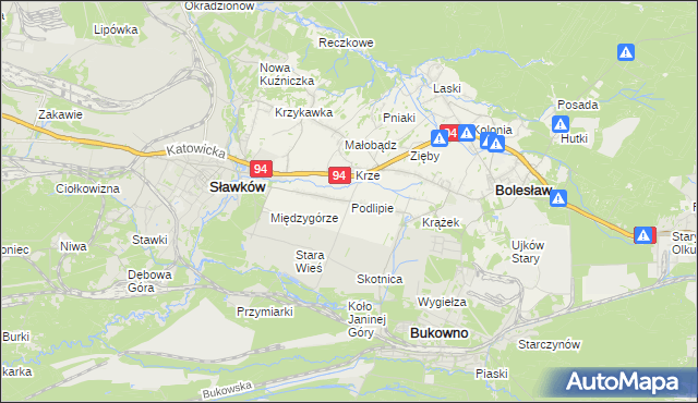 mapa Podlipie gmina Bolesław, Podlipie gmina Bolesław na mapie Targeo