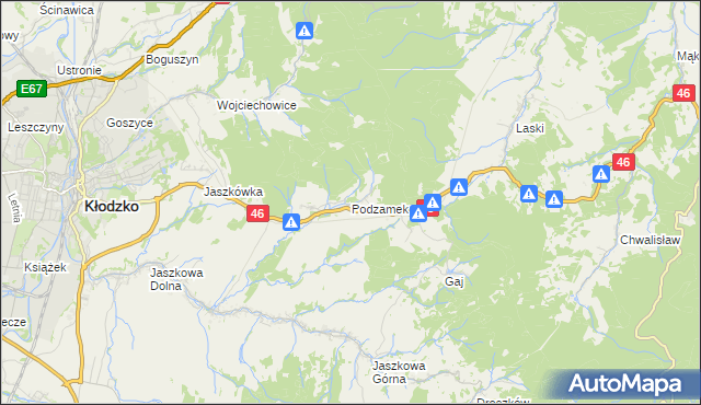 mapa Podzamek, Podzamek na mapie Targeo