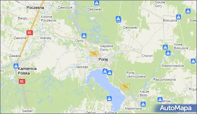 mapa Poraj powiat myszkowski, Poraj powiat myszkowski na mapie Targeo