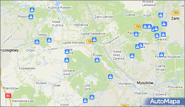 mapa Postęp, Postęp na mapie Targeo