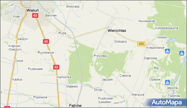 mapa Przycłapy, Przycłapy na mapie Targeo