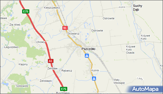 mapa Pszczółki powiat gdański, Pszczółki powiat gdański na mapie Targeo