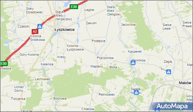 mapa Pszczonów, Pszczonów na mapie Targeo