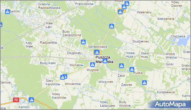 mapa Puszcza Mariańska, Puszcza Mariańska na mapie Targeo