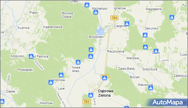 mapa Raczkowice-Kolonia, Raczkowice-Kolonia na mapie Targeo