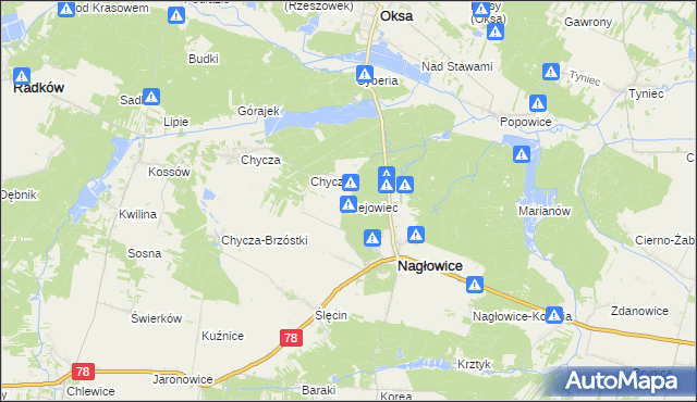 mapa Rejowiec gmina Nagłowice, Rejowiec gmina Nagłowice na mapie Targeo