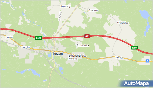 mapa Rożnówka, Rożnówka na mapie Targeo