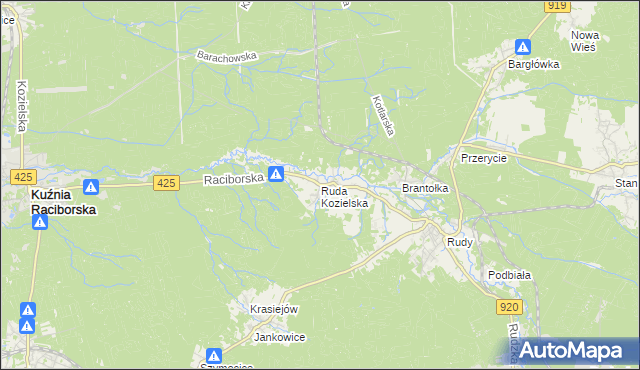 mapa Ruda Kozielska, Ruda Kozielska na mapie Targeo