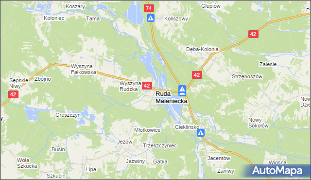 mapa Ruda Maleniecka, Ruda Maleniecka na mapie Targeo