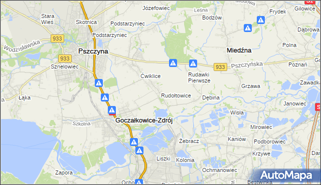 mapa Rudołtowice, Rudołtowice na mapie Targeo